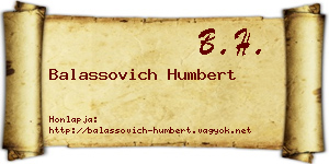 Balassovich Humbert névjegykártya
